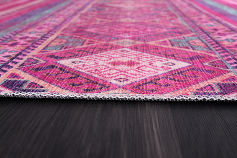 Rugs Depot Bohemian Pink Striped Washable Rug Design 1322P