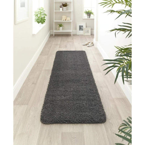 Washable Charcoal Shaggy Rug