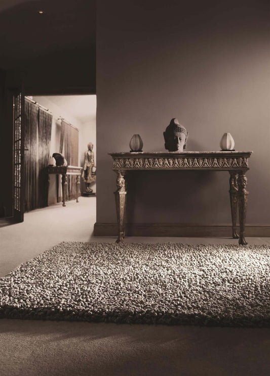 Maine Grey Shaggy Pile Wool Rug