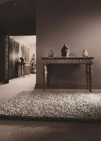 Maine Grey Shaggy Pile Wool Rug
