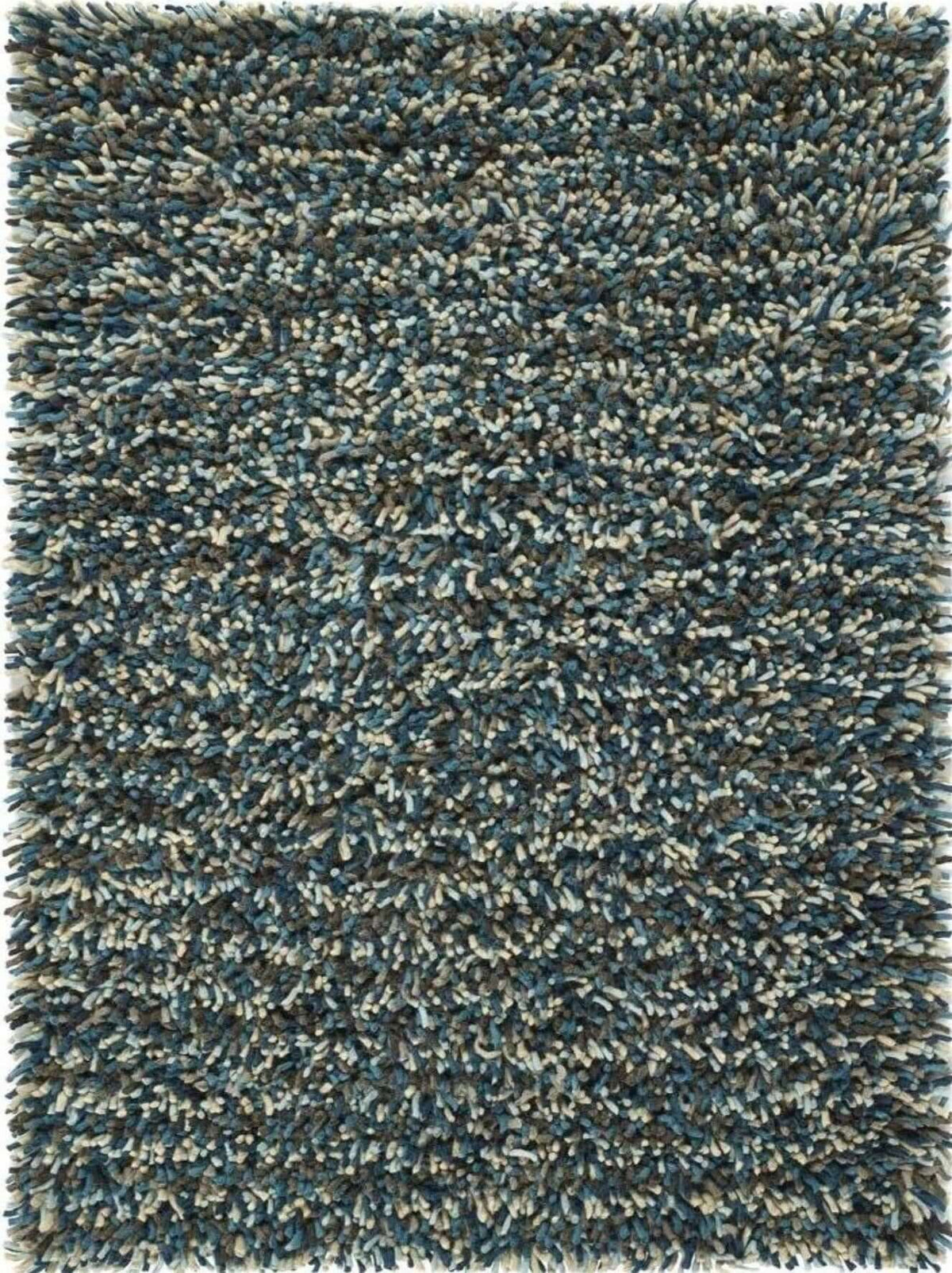 Rocks Blue Shaggy Pile Wool Rug — top view