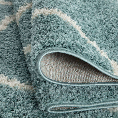 Moroccan Duck Egg Blue Shaggy Rug | 550