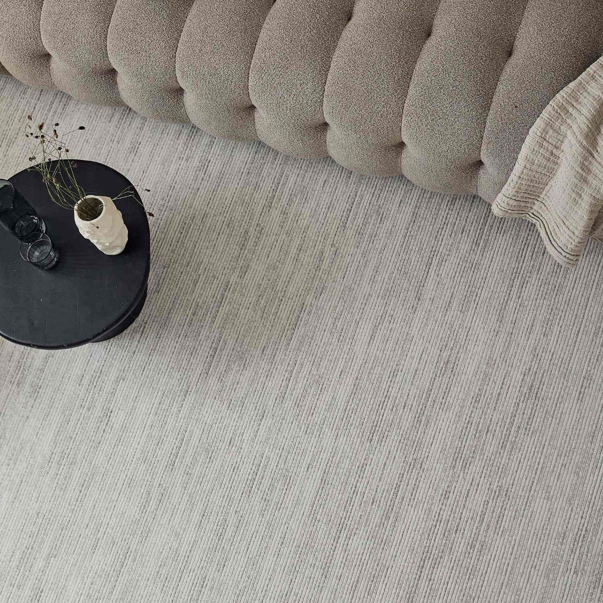 Carmel Cream-Grey Striped Rug | 6010 — room photo 7