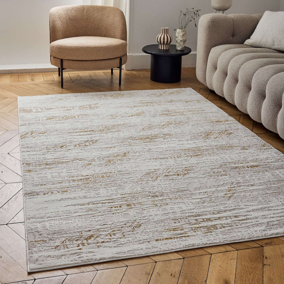 Carmel Cream-Gold Abstract Rug | 6030 — room photo 8