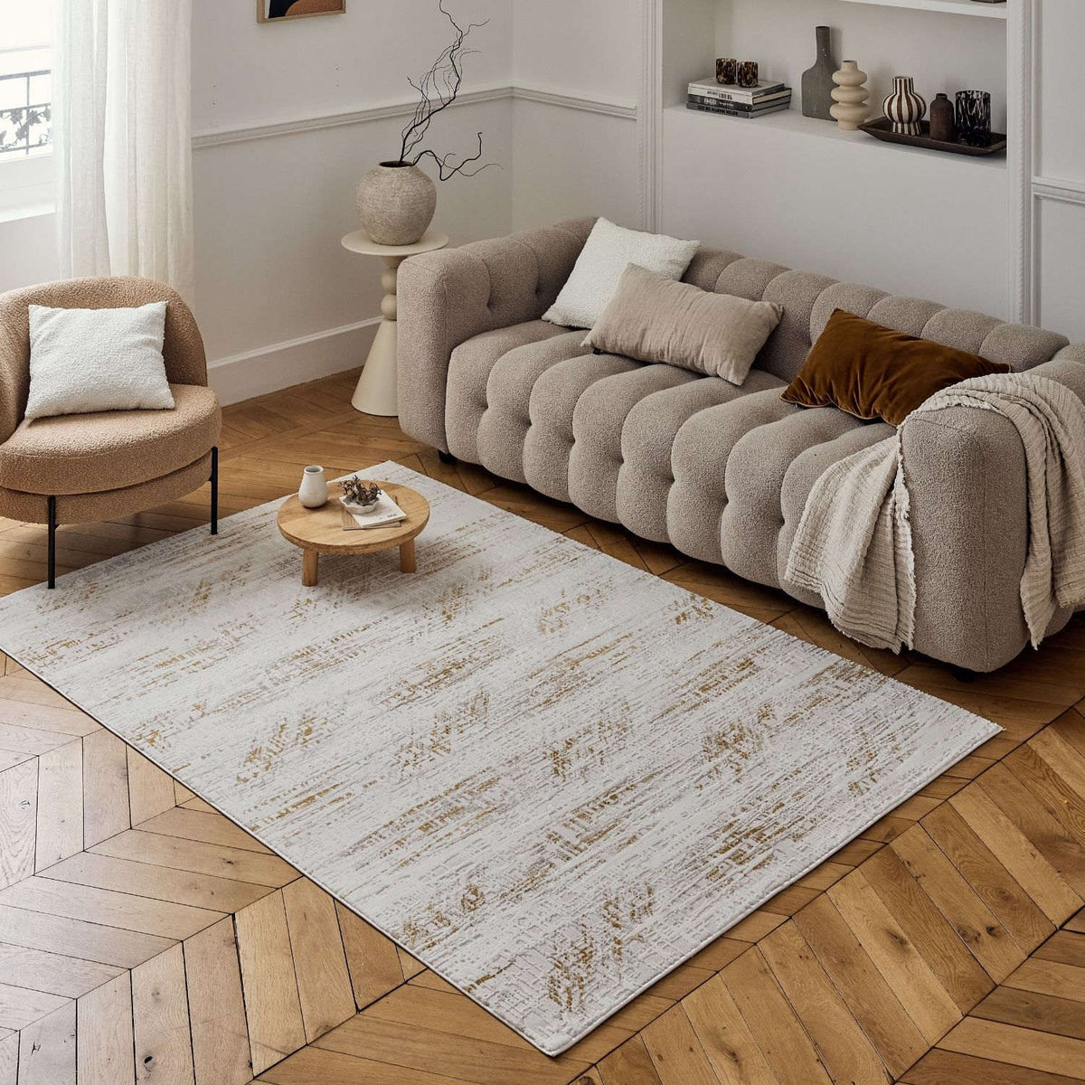 Carmel Cream-Gold Abstract Rug | 6030 — room photo 7