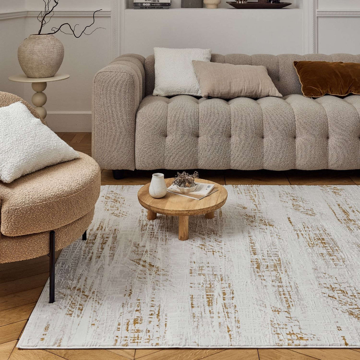Carmel Cream-Gold Abstract Rug | 6030 — room photo 9
