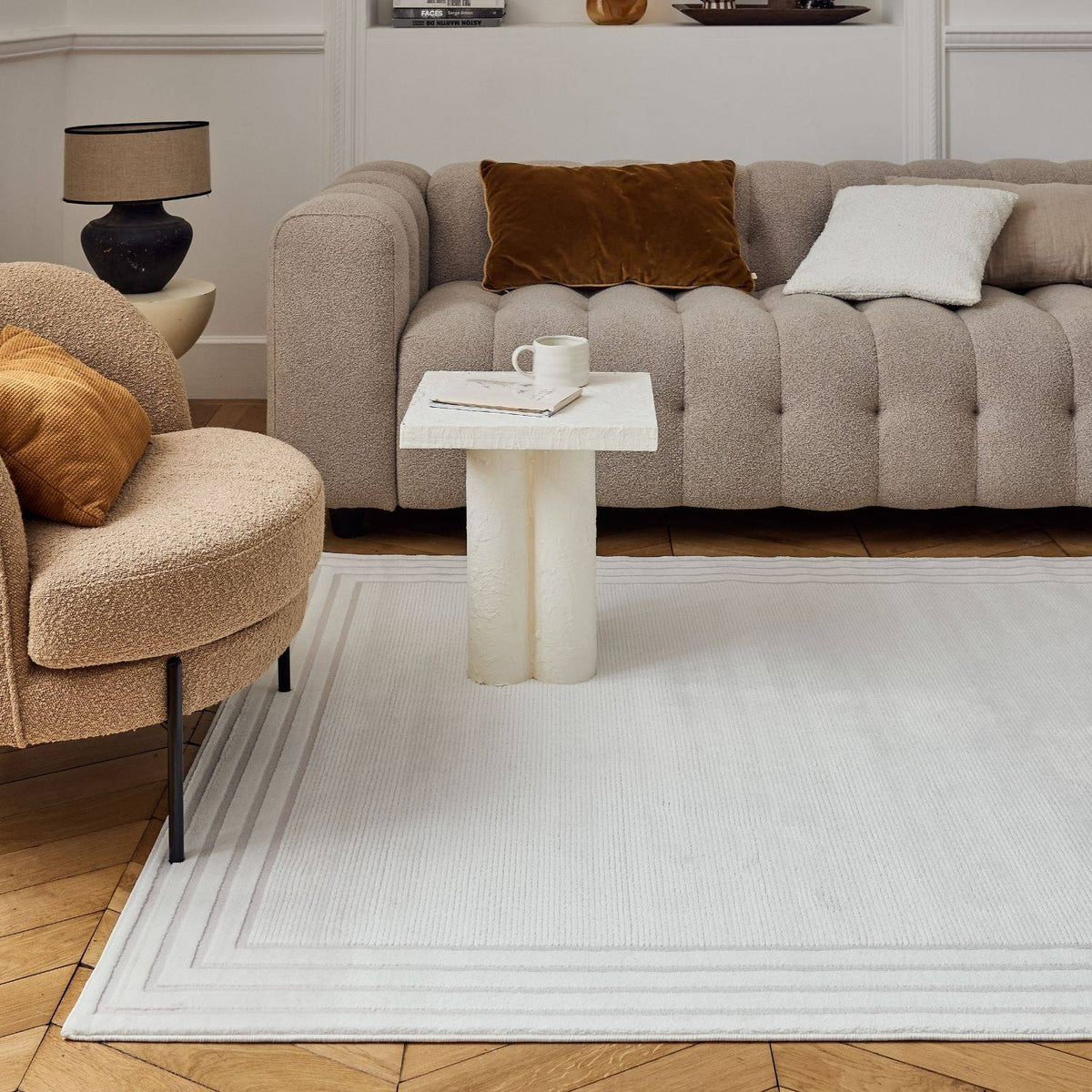 Carmel Cream Bordered Rug | 6060 — room photo 8