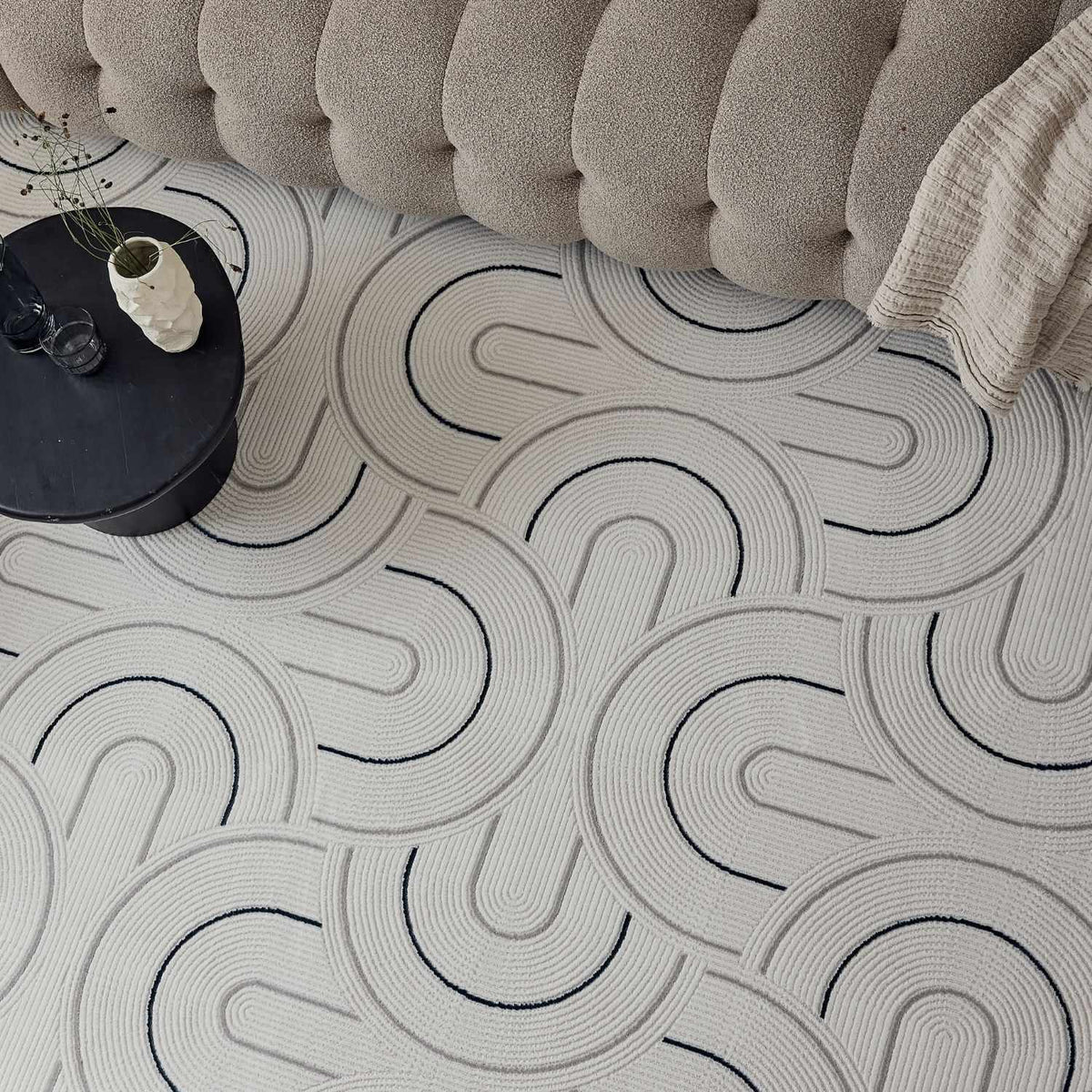 Carmel Cream-Blue Geometric Rug | 6070 — room photo 6