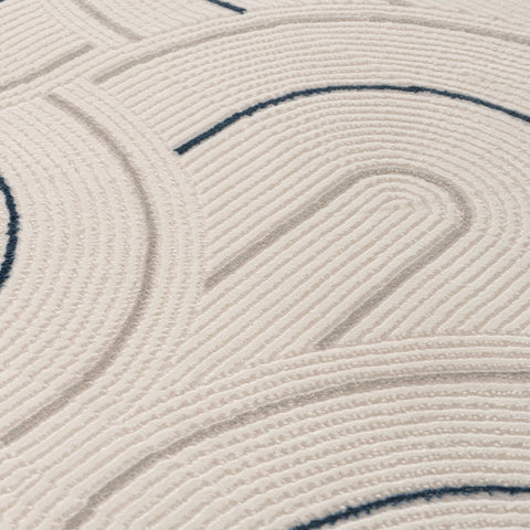 Carmel Cream-Blue Geometric Rug | 6070