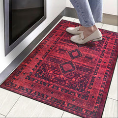 Rugs Depot RW1009 – Machine Washable Red Tribal Medallion Rug | Oriental Geometric Carpet for Living Room, Bedroom & Office