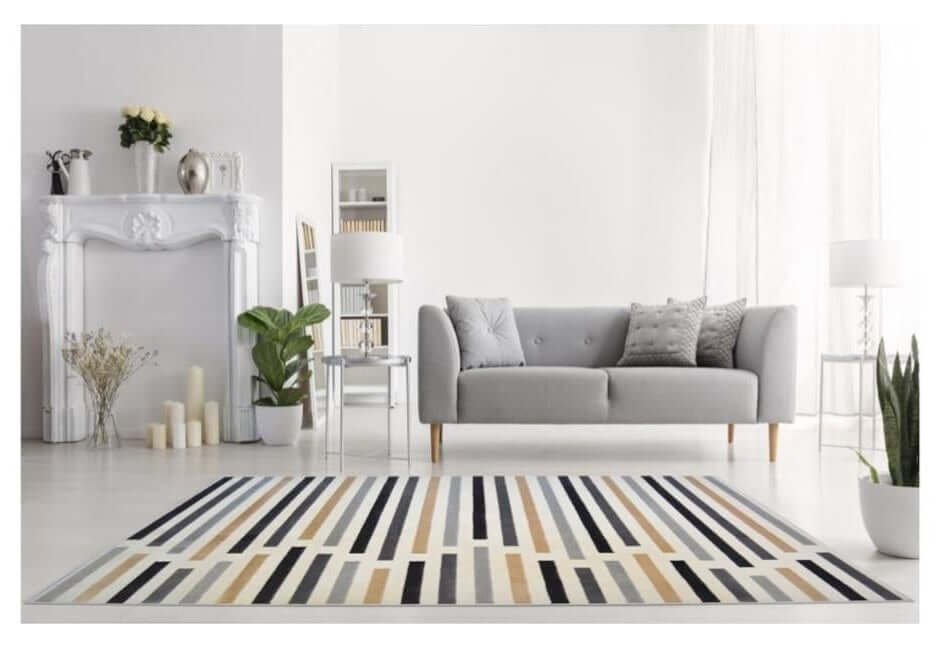 Abstract Multicolour Stripe Rug | R469A — room photo 3