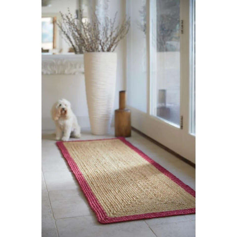 Bordered Raspberry Jute Rug