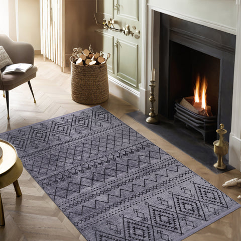 Machine Washable Rug RW1801 – DARK GRAY Soft Chenille