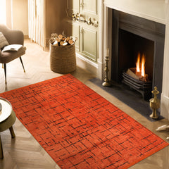 Machine Washable Rug NT201 – ORANGE Soft Chenille