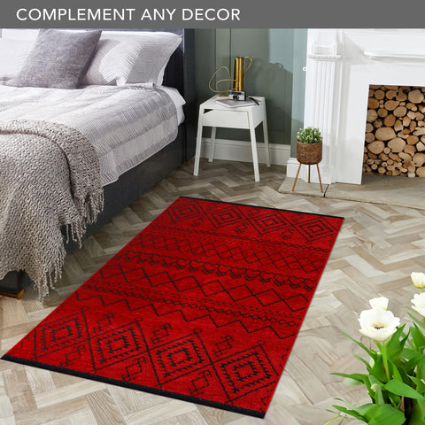 Machine Washable Rug RW1801 – RED Soft Chenille