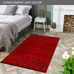 Machine Washable Rug RW1801 – RED Soft Chenille