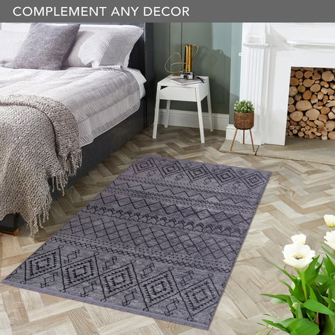 Machine Washable Rug RW1801 – DARK GRAY Soft Chenille