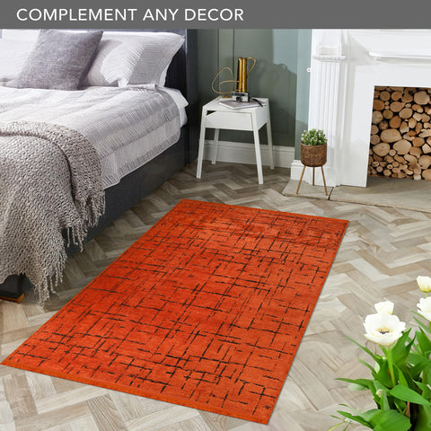 Machine Washable Rug NT201 – ORANGE Soft Chenille