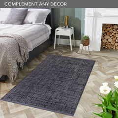 Machine Washable Rug NT201 – DARK GRAY Soft Chenille