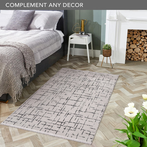 Machine Washable Rug NT201 – WHITE Soft Chenille