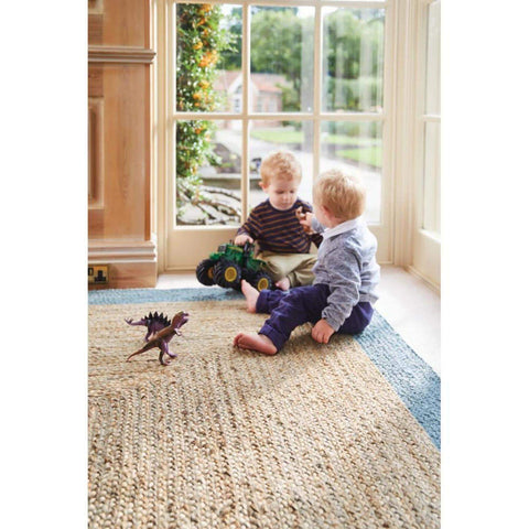 Bordered Duck Egg Blue Jute Rug