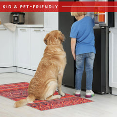 Rugs Depot 1322K – Machine Washable Red Tribal Kilim Rug | Multicolor Geometric Striped Carpet for Living Room, Bedroom & Dining