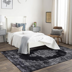 Rugs Depot Kilim Black and Gray Medallion Washable Rug Design 1319