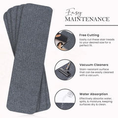 RUG WEAVERS Non-Slip Carpet Stair Treads (7 Pack) - Easy Installation - Safety Protection Anti-Skid Rug Pads for Kids and Pets - Self-Adhesive Step Mats for Stairs – 20 x 76 cm (7, BEIGE)