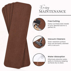 RUG WEAVERS Non-Slip Carpet Stair Treads (7 Pack) - Easy Installation - Safety Protection Anti-Skid Rug Pads for Kids and Pets - Self-Adhesive Step Mats for Stairs – 20 x 76 cm (7, BEIGE)