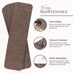 RUG WEAVERS Non-Slip Carpet Stair Treads (7 Pack) - Easy Installation - Safety Protection Anti-Skid Rug Pads for Kids and Pets - Self-Adhesive Step Mats for Stairs – 20 x 76 cm (7, BEIGE)