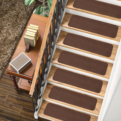 RUG WEAVERS Non-Slip Carpet Stair Treads (7 Pack) - Easy Installation - Safety Protection Anti-Skid Rug Pads for Kids and Pets - Self-Adhesive Step Mats for Stairs – 20 x 76 cm (7, BEIGE)