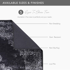 Rugs Depot Kilim Black and Gray Medallion Washable Rug Design 1319