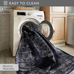 Rugs Depot Kilim Black and Gray Medallion Washable Rug Design 1319