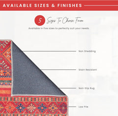 Rugs Depot 1322K – Machine Washable Red Tribal Kilim Rug | Multicolor Geometric Striped Carpet for Living Room, Bedroom & Dining