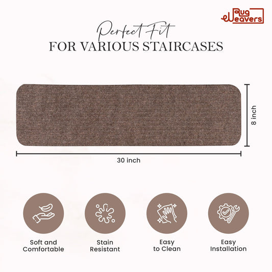 RUG WEAVERS Non-Slip Carpet Stair Treads (7 Pack) - Easy Installation - Safety Protection Anti-Skid Rug Pads for Kids and Pets - Self-Adhesive Step Mats for Stairs – 20 x 76 cm (7, BEIGE)