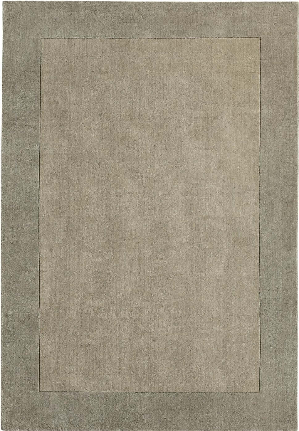 Bordered Taupe Wool Rug — top view