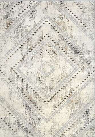 Abstract Vintage Cream & Grey Rug | D176A
