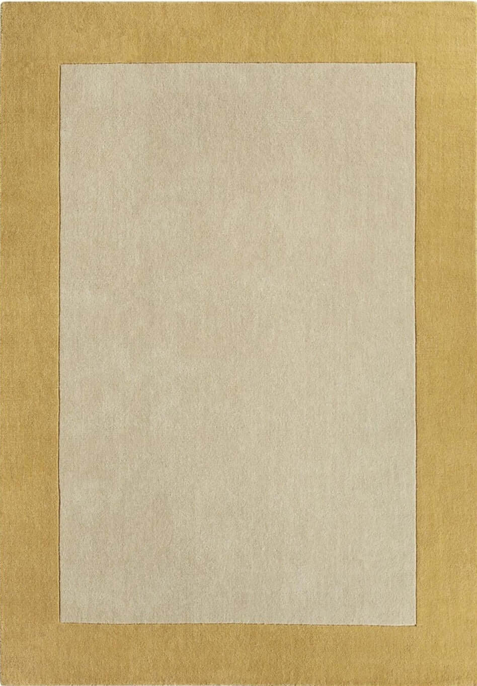 Bordered Yellow Wool Rug — top view