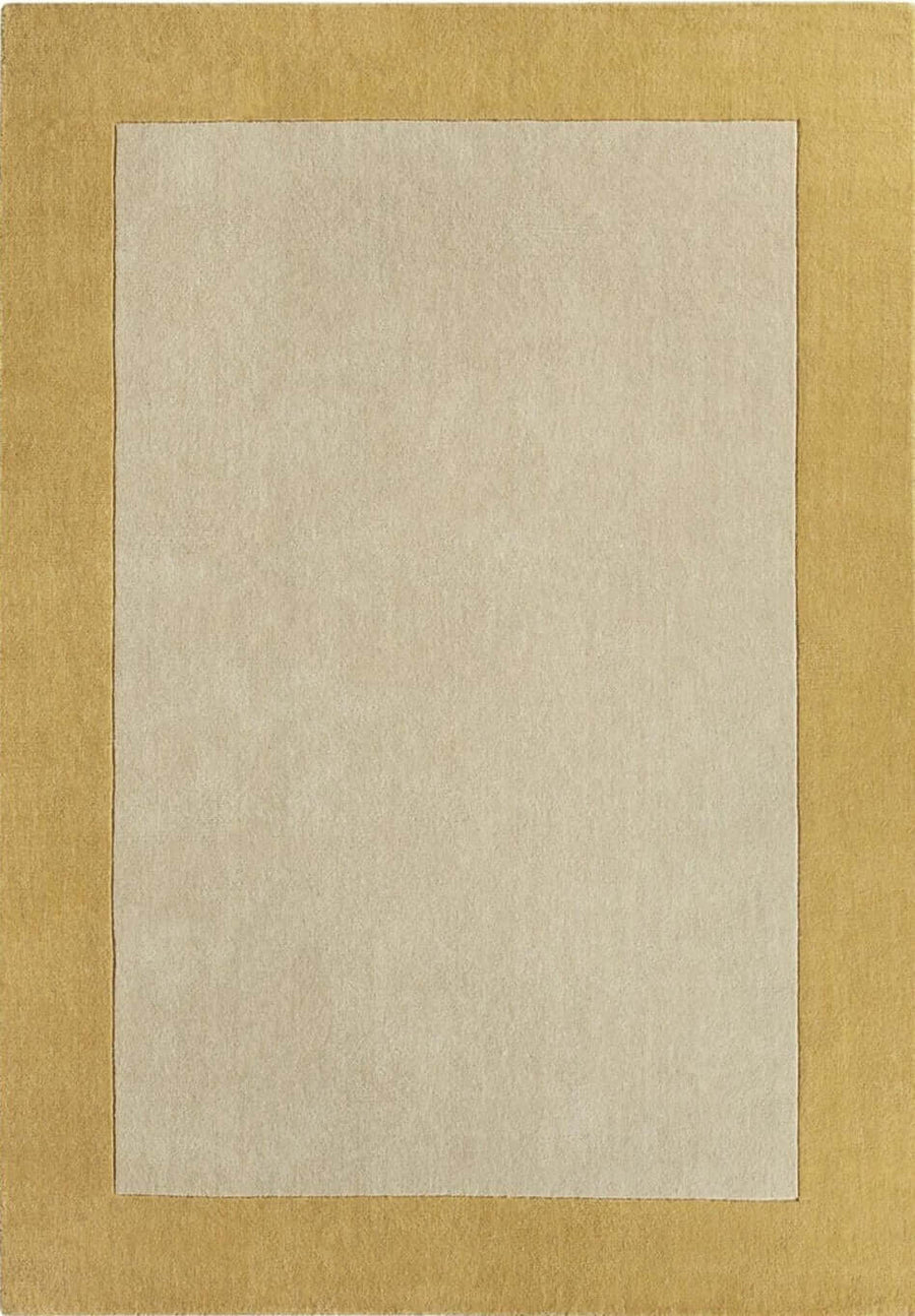 Bordered Yellow Wool Rug