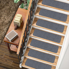 RUG WEAVERS Non-Slip Carpet Stair Treads (7 Pack) - Easy Installation - Safety Protection Anti-Skid Rug Pads for Kids and Pets - Self-Adhesive Step Mats for Stairs – 20 x 76 cm (7, BEIGE)