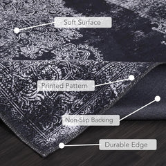 Rugs Depot Kilim Black and Gray Medallion Washable Rug Design 1319