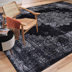Rugs Depot Kilim Black and Gray Medallion Washable Rug Design 1319