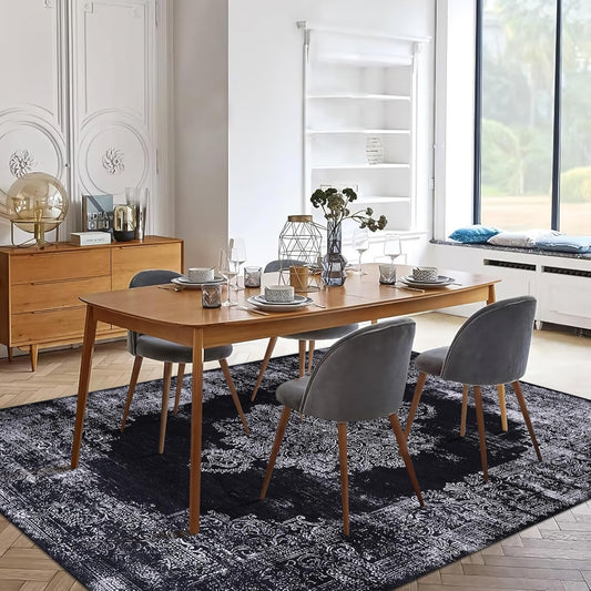 Rugs Depot Kilim Black and Gray Medallion Washable Rug Design 1319