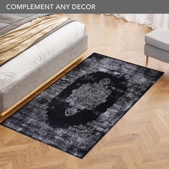 Rugs Depot Kilim Black and Gray Medallion Washable Rug Design 1319