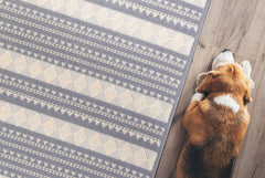 Rugs Depot Cotton Living Room - Washable Rug - Area Rug - Non-Slip Rugs Carpet - 100% Cotton - Vintage Rug for Living Room Bedroom Kitchen - Kid and Pet Friendly Rug - Boho Rug (GREY RUG, 80X150 CM)