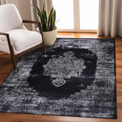 Rugs Depot Kilim Black and Gray Medallion Washable Rug Design 1319