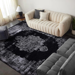 Rugs Depot Kilim Black and Gray Medallion Washable Rug Design 1319