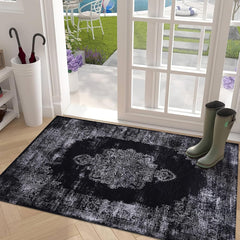 Rugs Depot Kilim Black and Gray Medallion Washable Rug Design 1319