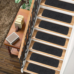 RUG WEAVERS Non-Slip Carpet Stair Treads (7 Pack) - Easy Installation - Safety Protection Anti-Skid Rug Pads for Kids and Pets - Self-Adhesive Step Mats for Stairs – 20 x 76 cm (7, BEIGE)