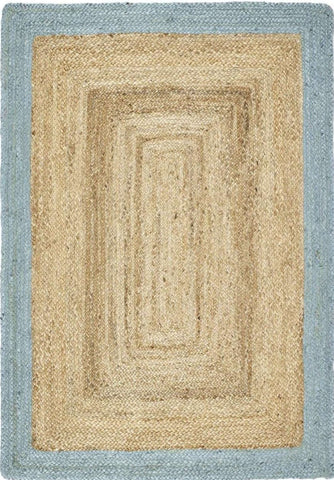Bordered Duck Egg Blue Jute Rug